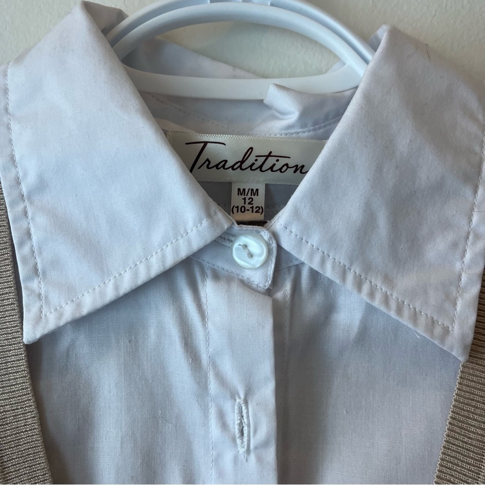 Layered look professional preppy collared shirt knit tie waist Y2K retro - Picture 2 of 10